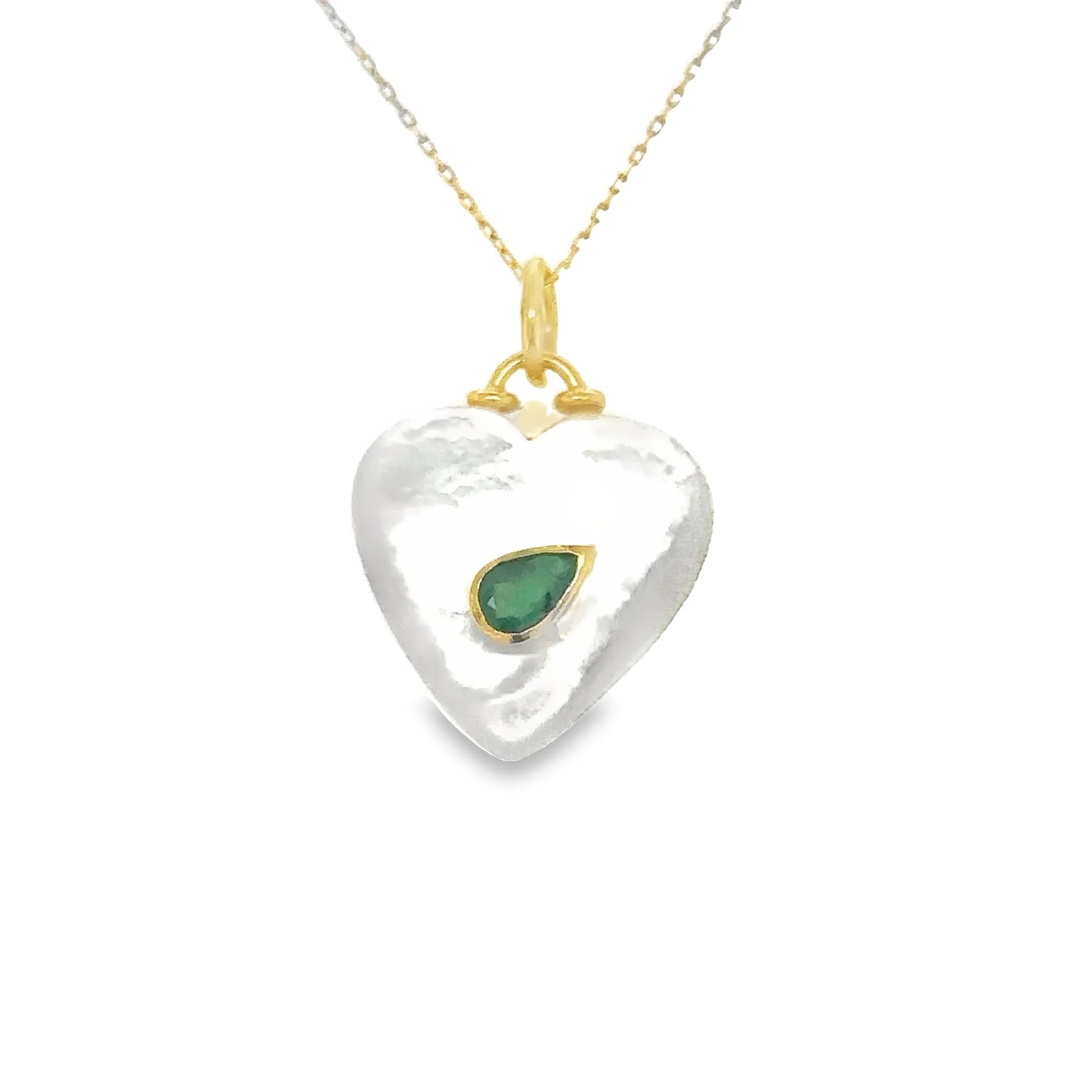 Mother of Pearl and Emerald Heart Pendant