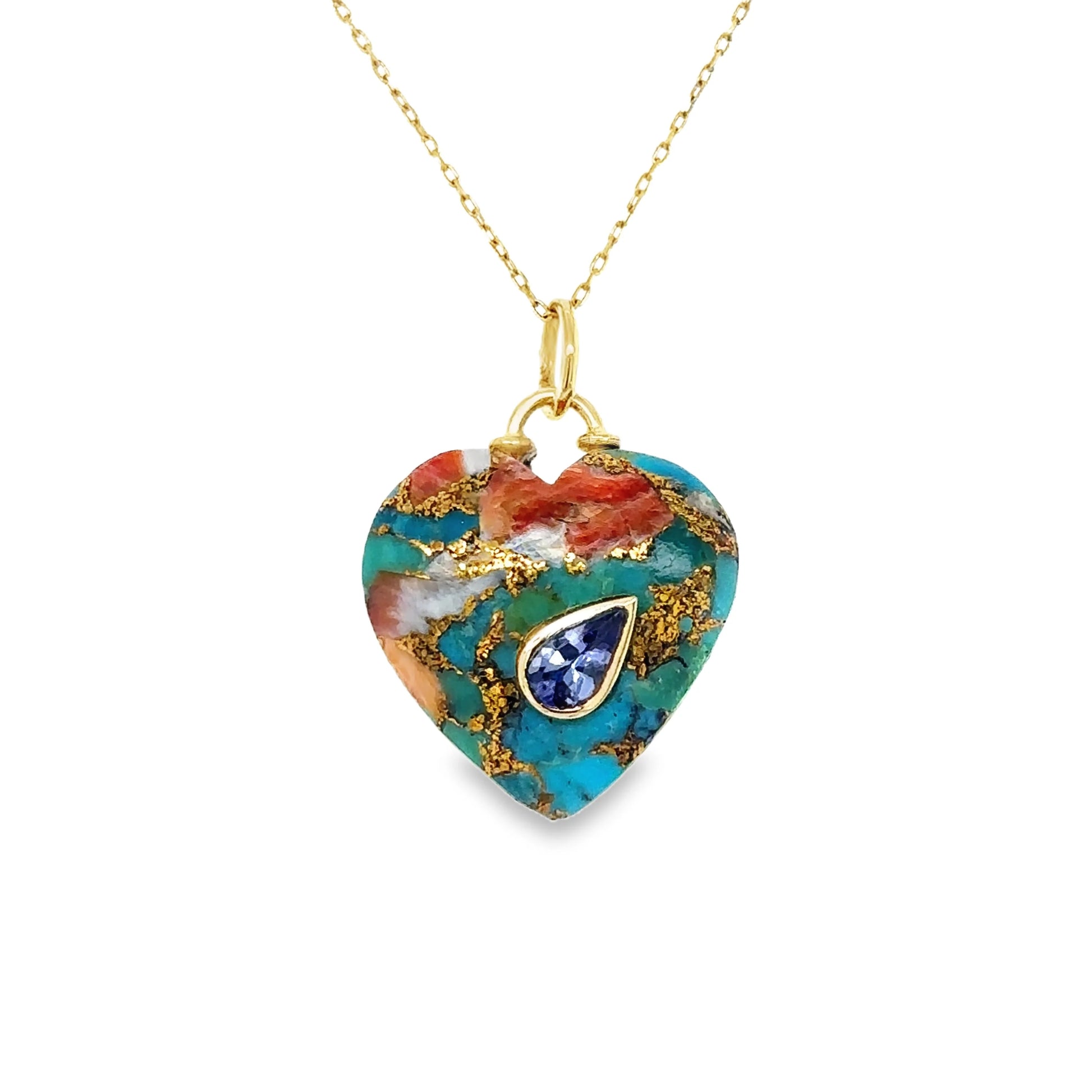 Oyster Turquoise and Tanzanite Heart Pendant