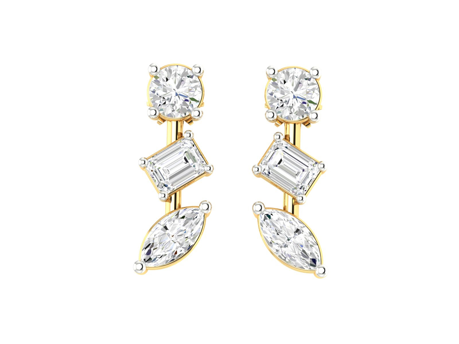 Tri-stone Earrings
